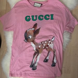 Gucci t shirt pink bambi deer illustration